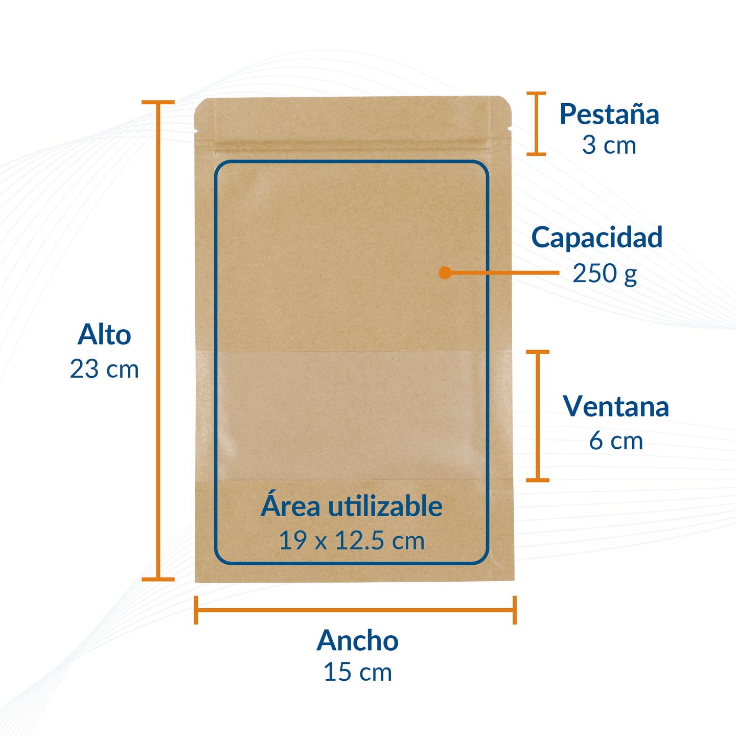 Bolsa Stand Up Pouch kraft con Zipper y Ventana